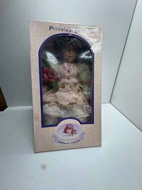 Goldenvale Collection Porcelain Doll in Pink Dress with Flower